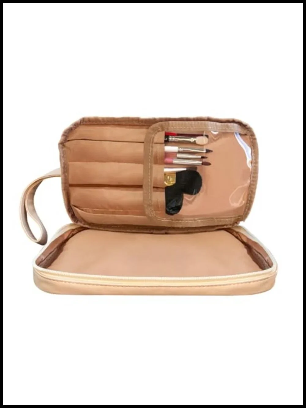 Luxe Double Layer Spacious Waterproof Cosmetic Travel Bag PU Leather with Handle